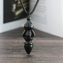 Load image into Gallery viewer, COAI Prayer Black Obsidian Vajra Buddha Pendant Necklace
