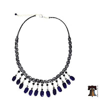 Load image into Gallery viewer, NOVICA Lapis Lazuli Stainless Steel Beaded Necklace, 17" 'Raindrops'
