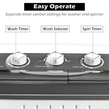 Load image into Gallery viewer, COSTWAY Washing Machine, Twin Tub 20Lbs Capacity, Washer(12Lbs) and Spinner(8Lbs), Portable Compact Laundry Machines Durable Design Energy Saving, Rotary Controller and Washer Spin Dryer(Grey + White)
