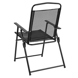 Flash Furniture Nantucket 6 Piece Black Patio Garden Set with Table, Umbrella and 4 Folding Chairs