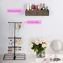 Load image into Gallery viewer, Keebofly Jewelry Organizer Metal &amp; Wood Basic Storage Box - 3 Tier Jewelry Stand for Necklaces Bracelet Earrings Ring Weathered Grey
