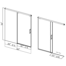 Load image into Gallery viewer, YINVANI Single Sliding Soft Close Shower Door, 56”-60” ×76”, 5/16”(8mm) Clear Tempered Glass, Noiseless Frameless Bathroom Shower Doors SS11-MB607608 (Matte Black)
