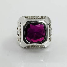 Load image into Gallery viewer, Natural Amethyst Ring 92.5 Sterling Silver Ring, Natural Amethyst Gemstone Ring, February Birthstone Ring, Amethyst Wedding&amp;Engagement Ring, Mens Ring, Gift Jewelry Ring For Him
