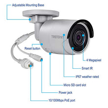 Load image into Gallery viewer, TRENDnet Indoor-Outdoor 4MP H.265 120dB WDR PoE Bullet Network Camera, IP67 Weather Rated Housing, Smart Covert IR Night Vision Up To 30m (98 ft), MicroSD Card Slot (Up to 128GB), White, TV-IP1314PI

