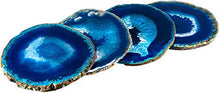 Load image into Gallery viewer, Blue Agate Coasters Set of 4 - 3.5&quot;-4&quot; - Brazilian Geode Crystal Decor - (3.5&quot;-4&quot; Blue)
