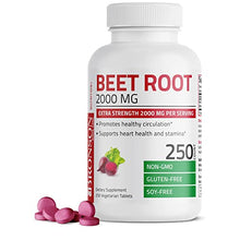 Load image into Gallery viewer, Bronson Beet Root 2000mg Extra Strength 2000mg Per Serving, Promotes Healthy Circulation Supports Heart Health &amp; Stamina, Non-GMO, 250 Vegetarian Tablets
