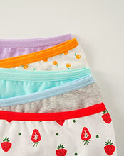 Load image into Gallery viewer, INNERSY Girls Underwear Cotton Training Shorts Comfortable Breathable Panties 5 Pack (10-12 Years, 5B Strawberry/Orange/Colors Prints)
