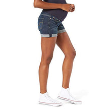 Load image into Gallery viewer, Signature by Levi Strauss &amp; Co. Gold Label Women&#39;s Maternity Mid-Rise Shortie Shorts, Blue Laguna-Waterless, Large
