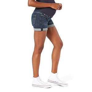 Signature by Levi Strauss & Co. Gold Label Women's Maternity Mid-Rise Shortie Shorts, Blue Laguna-Waterless, Large