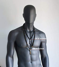 Load image into Gallery viewer, Native American Inspired Yoga Long Shambhala Beaded Necklace for Men – Blue Howlite Black Onyx Labradorite
