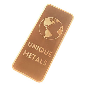 1 Pound .999 Pure Copper Bar Bullion with Element Design - Unique Metals