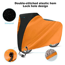 Load image into Gallery viewer, Puroma Bike Cover Outdoor Waterproof Bicycle Covers Rain Sun UV Dust Wind Proof with Lock Hole for Mountain Road Electric Bike, XL (Orange &amp; Black)
