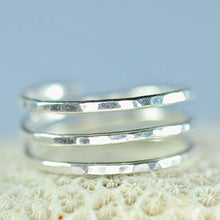 Load image into Gallery viewer, Sterling Silver Adjustable textured hammered wire wrap coil ring, thumb ring, pregnancy ring
