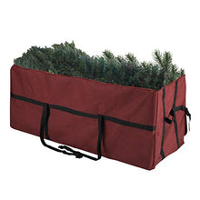 Load image into Gallery viewer, Christmas Tree Storage Bag- For up to 6 FT Artificial Trees- Burgundy Canvas &amp; Binding Straps- Protects Holiday Decorations &amp; Inflatables by Elf Stor
