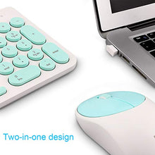 Load image into Gallery viewer, Wireless Keyboard and Mouse Combo, FD iK6630 2.4GHz Cordless Cute Round Key Set Smart Power-Saving Whisper-Quiet Slim Combo for Laptop, Computer,TV and Mac (Mint Green &amp; White)
