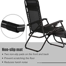 Load image into Gallery viewer, BMS Zero Patio Set of 2 Folding Outdoor Anti Gravity Lounge Reclining Camping Deck Chair with Pillow and Cup Holder （Black）
