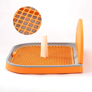 HIPIPET Puppy Dog Potty Tray 23.6''X18.1''X1.9'' Puppy Pad Holder with Removable Post and Wall Cover for Cats and Dogs Toilet (Orange)