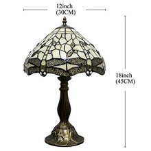 Load image into Gallery viewer, Tiffany Lamp with Cream Stained Glass and Crystal Bead Dragonfly Table Lamp in Height 18 Inch for Living Room Antique Coffee Table Desk Beside Bedroom S139 WERFACTORY
