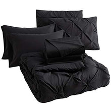 Load image into Gallery viewer, Bedsure Black Twin Comforter Set Kids - 6 Pieces Pintuck Black Bed Set Twin, Pinch Pleat Black Twin Bedding Sets with Comforters, Sheets, Pillowcases &amp; Shams
