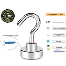 Load image into Gallery viewer, Neosmuk Magnetic Hooks, 22 lb+ Heavy Duty Earth Magnets with Hook for Refrigerator, Extra Strong Cruise Hook for Hanging, Magnetic Hanger for Curtain, Grill (Silver White, Pack of 10)
