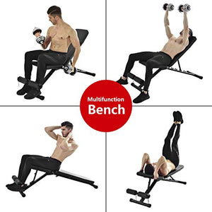Magic Fit Adjustable Weight Bench Utility Exercise Workout Bench Flat/Incline/Decline Bench Press for Home Gym