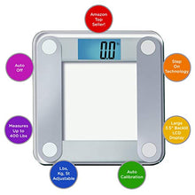 Load image into Gallery viewer, EatSmart Products Free Body Tape Measure Included Digital Bathroom Scale with Extra Large Lighted Display, One Size, Clear
