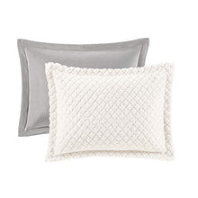 Load image into Gallery viewer, Madison Park Adler Reversible Comforter Sherpa to Faux Mink Quilted Design Modern All Season Down Alternative Bed Set with Matching Shams, King(104"x90"), Ivory/Grey 3 Piece
