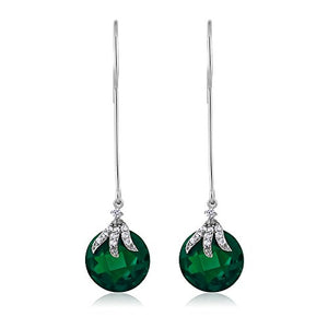Gem Stone King 925 Sterling Silver Long Dangle Drop Earrings For Women (Round Checkerboard 12MM)