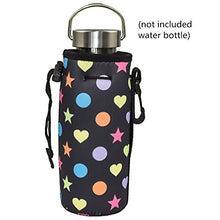 Load image into Gallery viewer, Af-Wan Protable Neoprene Insulated Water Drink Bottle Cooler Carrier Cover Sleeve Tote Bag Pouch Holder Strap for Kid Children Women Men Biker Travel Cycling Climbing Sports(Black+Black)
