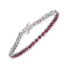 Load image into Gallery viewer, Huang and Co. 8.88 Carat Genuine Rhodolite Solid .925 Sterling Silver Tennis Bracelet

