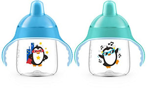 Philips AVENT My Penguin Sippy Cup 9oz, Blue and Green, 2pk, SCF753/25