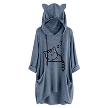 Load image into Gallery viewer, Casual Hooded Sweatshirts for Women Long Sleeved Plus Size Pullover Loose Oversized Drawstring Cat Ear Hoodies Blouse
