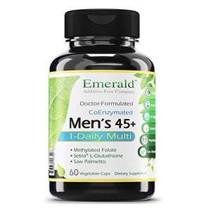 Men's 45+ 1-Daily Multi - Multivitamin with CoQ10, Saw Palmetto & Extra Lycopene - Supports Heart Health, Energy Boost, Immune System, Strong Bones - Emerald Laboratories - 60 Vegetable Capsules