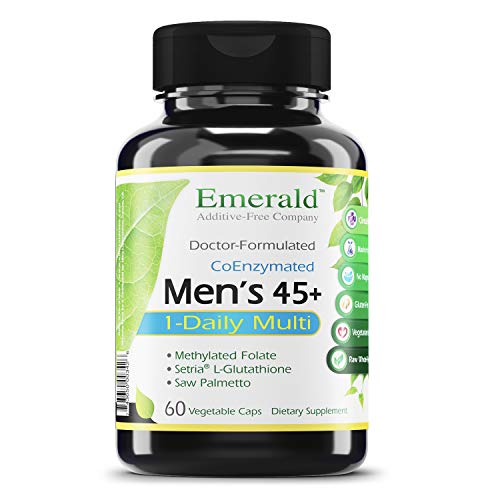 Men's 45+ 1-Daily Multi - Multivitamin with CoQ10, Saw Palmetto & Extra Lycopene - Supports Heart Health, Energy Boost, Immune System, Strong Bones - Emerald Laboratories - 60 Vegetable Capsules