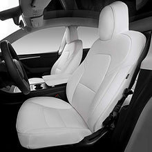 Load image into Gallery viewer, Bomely Fit Tesla Model Y Seat Covers All Season Nappa Leather Car Seat Cushion Protector 2019-2021 Tesla Model Y Accessories (White, Model Y(Full Wrapped 12 Pcs))
