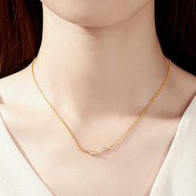 Load image into Gallery viewer, 14k Gold Plated Wicker Pendant Necklace with Cubic Zirconia
