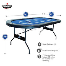Load image into Gallery viewer, Hot Hand Poker, 10 Player Folding Poker Table, Water-Resistant Felt, Portable, Easy Storage and Transportation, No Assembly Required, 84" L x 42" W x 30" H
