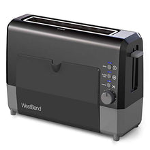 Load image into Gallery viewer, West Bend 77224 QuikServe Slide Through Wide Slot Toaster with Cool Touch Exterior and Removable Crumb Tray, 2-Slice, Black
