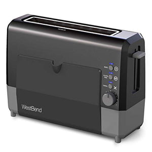 West Bend 77224 QuikServe Slide Through Wide Slot Toaster with Cool Touch Exterior and Removable Crumb Tray, 2-Slice, Black
