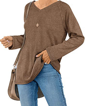 Load image into Gallery viewer, Long Sleeve Shirts for Women Fall Clothes Comfy Tunic Sweatshirts Coffee 2XL
