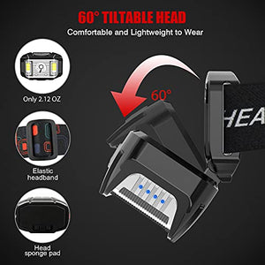 Headlamp Rechargeable, JNDFOFC 1200 Lumen Super Bright Motion Sensor LED Head Lamp flashlight, 2 PACK Waterproof Headlight with White Red Light,14 Modes Head Lights for Outdoor Camping Fishing Running