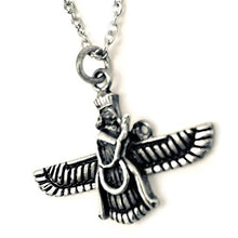 Load image into Gallery viewer, Asoodehdelan Small Sterling Silver Persian Farvahar Faravahar Necklace
