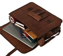 Load image into Gallery viewer, 18 Inch Retro Goat Leather Laptop Messenger Bag Office Briefcase College Bag for Men and Women (Brown 18 inch)

