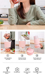 Ulgoo Portable Blender Mini Personal Mixer With USB Rechargeable Juicer Smoothie Blender Smoothie Maker Cordless BPA Free Small Juicer for Home Outdoors (Pink)