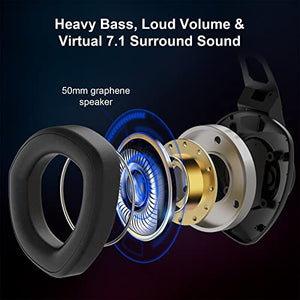 Jeecoo J65 USB Gaming Headset for PC - 7.1 Surround Sound Heavy Bass Headphones with Unique Cushion Pads, Clear and Crystal Microphone - Plug & Play for Laptop Computers