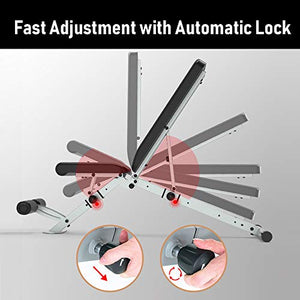 leikefitness Adjustable Weight Bench Foldable Workout Exercise Bench with Automatic Lock for Upright Incline Decline and Flat Full Body Exercise GM5810(BLACK)