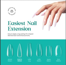 Load image into Gallery viewer, Beetles Gel Nail Tips Kit 500Pcs Clear Full Cover Medium Stiletto Pre-shaped False Nails for Gel Polish, Soak Off Easy Nail Extensions Acrylic Nails False Press on Nail Tips
