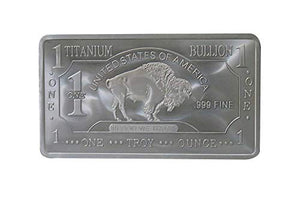 1 oz One Troy Ounce USA American Buffalo .999 Fine Titanium Bullion Bar Ti Element