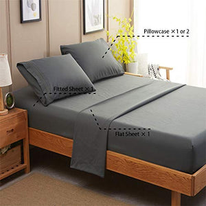 Sonoro Kate Bed Sheet Set Super Soft Microfiber 1800 Thread Count Luxury Egyptian Sheets 16-Inch Deep Pocket Wrinkle and Hypoallergenic-4 Piece(Queen Dark Grey)