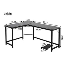 Load image into Gallery viewer, L Shaped Computer Desk with Round Corner,Study Table for Home Office, with Removable Large Shelf, Sturdy Steel Frame for Game Corner Work Station, Black
